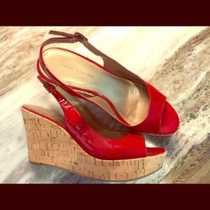 Marc Fisher Red Leather Wedges